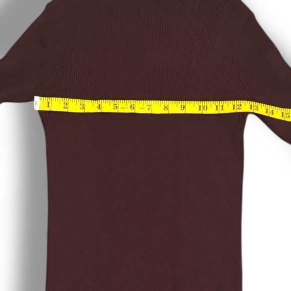 Reiss Mimi Ribbed Berry Knit Turtleneck Dress Small Fluted Hem Chic Minimalist - Picture 6 of 9